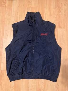 Vintage Budweiser Navy Blue Full-Zip Sleeveless Vest